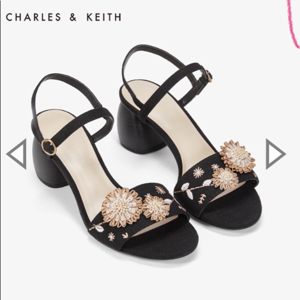 Charles and Keith floral block heel